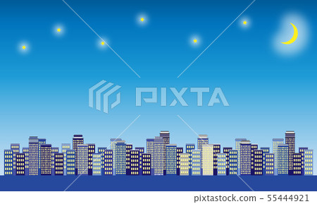 夜空和都市風景例證材料 夜空和都市風景例證材料 55444921