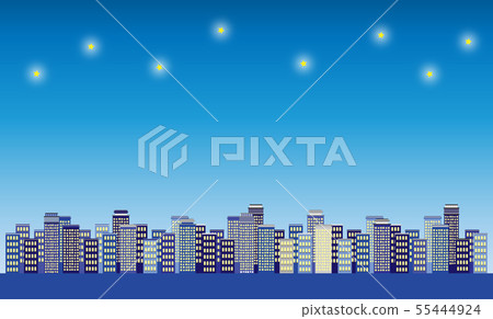 Illustration material of night sky and cityscape Illustration material of night sky and cityscape 55444924