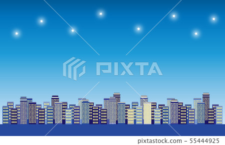 Illustration material of night sky and cityscape Illustration material of night sky and cityscape 55444925