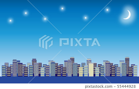 夜空和都市風景例證材料 夜空和都市風景例證材料 55444928