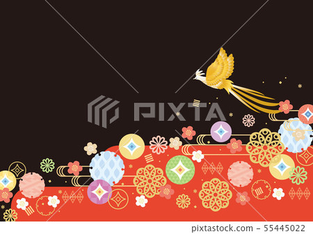 Background Material-Cute Japanese Pattern (Phoenix) Yoko 3 Background Material-Cute Japanese Pattern (Phoenix) Yoko 3 55445022