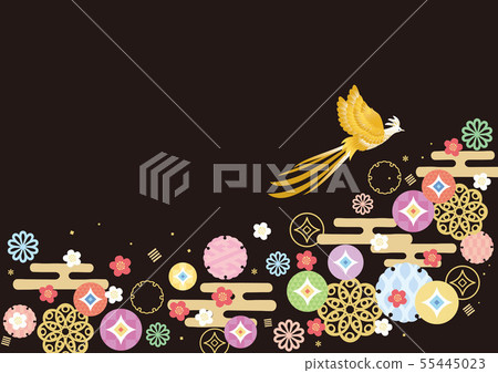 Background Material-Cute Japanese Pattern (Phoenix) Yoko 4 55445023