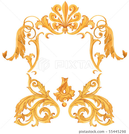 Golden baroque rich luxury elements 55445298