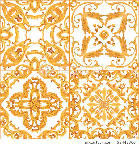 Golden baroque rich luxury pattern 55445306