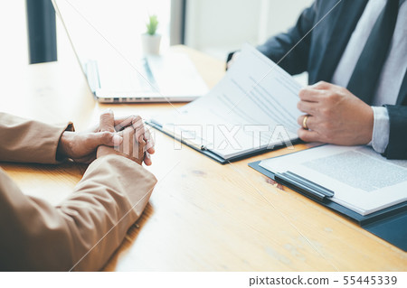 Attractive young business woman in a job interview 55445339