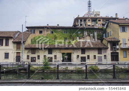 The Naviglio Grande canal in Milan, Italy 55445848