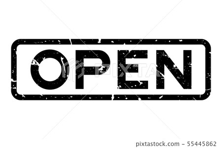 Grunge black open word square rubber seal stamp 55445862