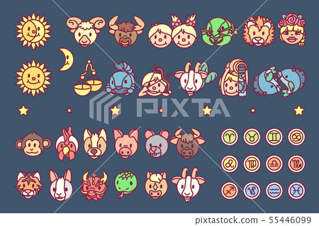 vector cute Zodiac horoscope icons vector cute Zodiac horoscope icons 55446099