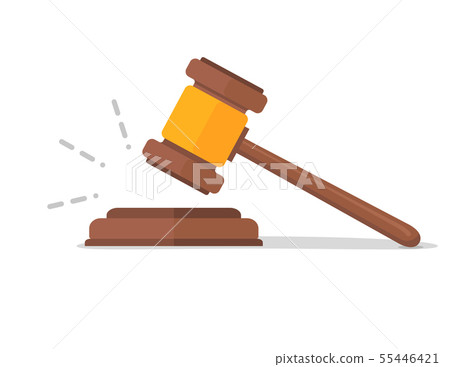 Judje hammer icon law gavel. Auction court hammer bid authority concept symbol 55446421
