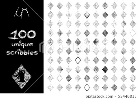 vector black 100 SCRIBBLES objects set 55446813