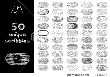 vector black 50 SCRIBBLES objects set vector black 50 SCRIBBLES objects set 55446814