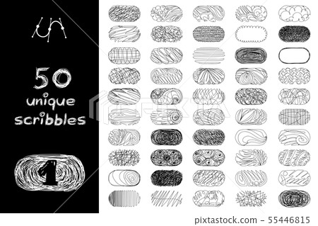 vector black 50 SCRIBBLES objects set vector black 50 SCRIBBLES objects set 55446815