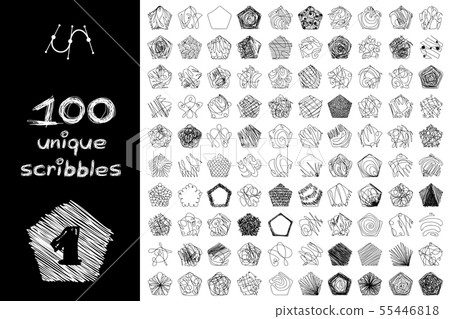 vector black 100 SCRIBBLES objects set 55446818