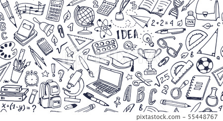 Back to school doodle seamless pattern Vector Back to school doodle seamless pattern Vector 55448767