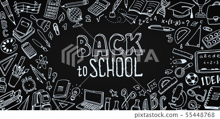 Hand drawn back to school doodle sketch Hand drawn back to school doodle sketch 55448768