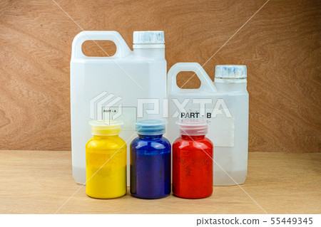 Mixing color epoxy resin in plastic cup for castin Mixing color epoxy resin in plastic cup for castin 55449345