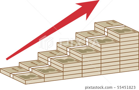 堆鈔票和箭頭_紅色2 堆鈔票和箭頭_紅色2 55451823