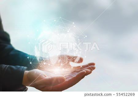 Earth in hands. Global planet on hand. environment 55452269