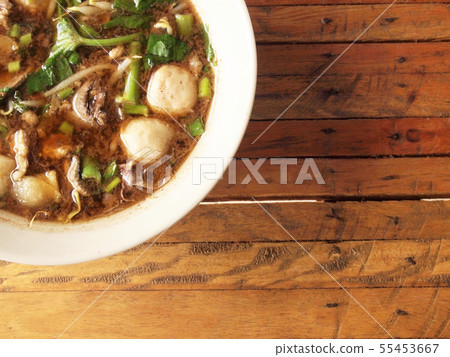 thai pork noodle soup 55453667