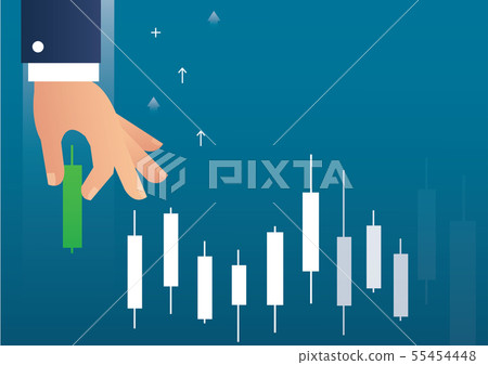 hand holding a candlestick chart stock market icon 55454448