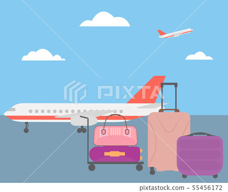 Flat design illustration of luggage at the airport - Stock Illustration ...