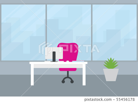 Flat design of an office with a view of the city 55456178