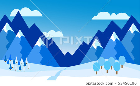 Vector illustration of winter mountain landscape - Vector illustration of winter mountain landscape - 55456196