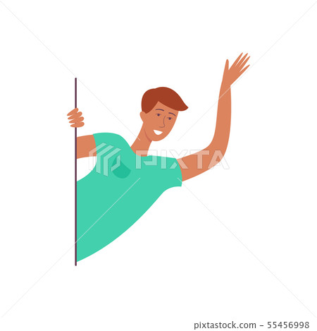 Vector man waving hand looking out of the corner 55456998