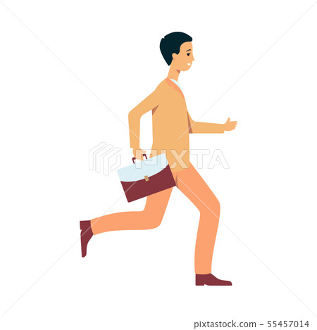 Hurried late office worker or student flat style vector illustration on white. 55457014