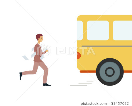 Man late for bus running after it 55457022