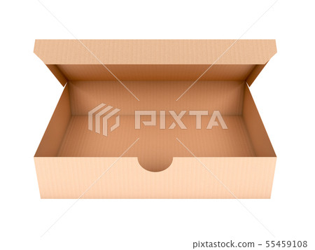 Flat brown paper box. Open carton. 3d rendering illustration isolated 55459108