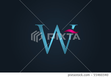 blue pink alphabet letter W logo company icon - Stock Illustration ...