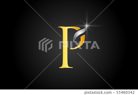 yellow gold alphabet letter P logo company icon - Stock Illustration ...