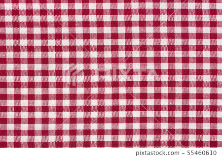 Tablecloth checkered red and white fabric texture. 55460610