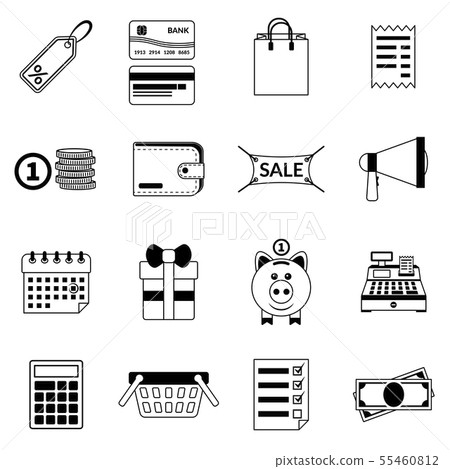 Set of black flat shopping icons. Vector sale icon 55460812