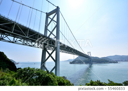 Kanmon Strait Kanmon Bridge Looking At Kyushu Stock Photo