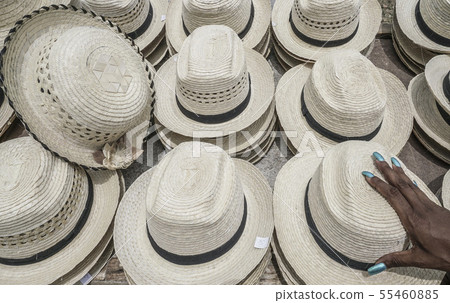 Handmade straw hats as a background Handmade straw hats as a background 55460885