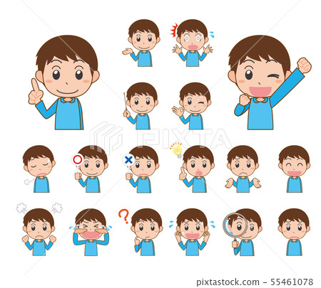 兒童男孩面部表情情緒設置主線 兒童男孩面部表情情緒設置主線 55461078