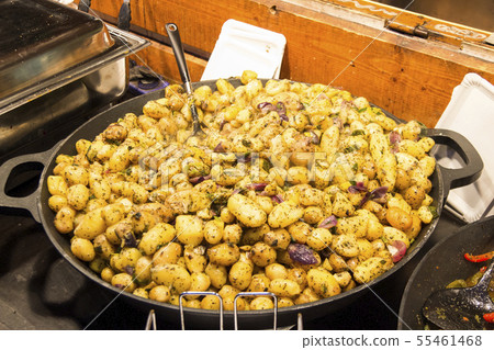 Prague Street Food. Steamed Meat and Vegetables Prague Street Food. Steamed Meat and Vegetables 55461468