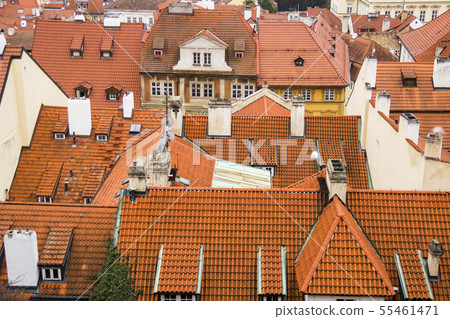 Red roof of buildings in Prague 55461471