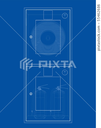 Firefighter tool in fire hose cabinet. Vector Firefighter tool in fire hose cabinet. Vector 55462686