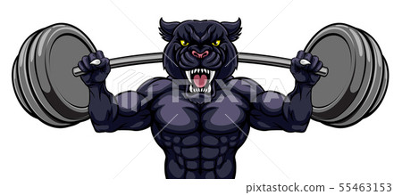 Panther Mascot Weight Lifting Body Builder Panther Mascot Weight Lifting Body Builder 55463153
