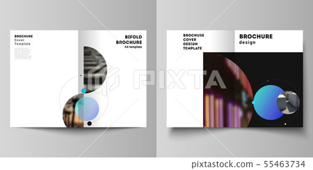 Vector layout of two A4 format modern cover mockups design templates for bifold brochure, flyer 55463734