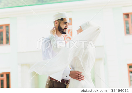 National wedding. Bride and groom. Wedding muslim couple during the marriage ceremony. Muslim 55464011