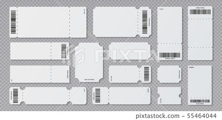 Empty ticket template. Concert movie theater and boarding blank white tickets, lottery coupons with Empty ticket template. Concert movie theater and boarding blank white tickets, lottery coupons with 55464044