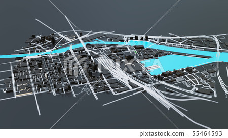 3D futuristic city architecture 3D futuristic city architecture 55464593