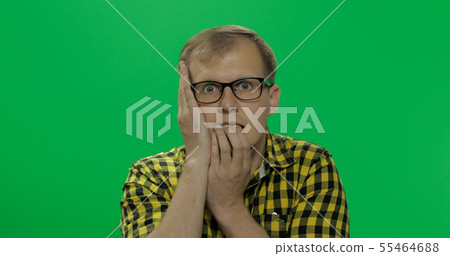 Handsome man desperate and sad. Pessimistic and melancholy. Chroma key Handsome man desperate and sad. Pessimistic and melancholy. Chroma key 55464688