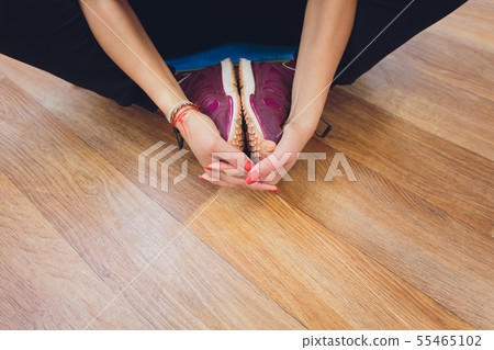 fitness, sport, training, gym and lifestyle concept - group of women working out in gym. 55465102