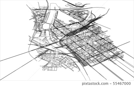 Outline city concept. Wire-frame style 55467000