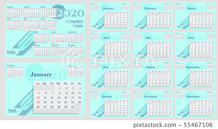 2020 Calendar planning, mint background. 2020 Calendar planning, mint background. 55467106